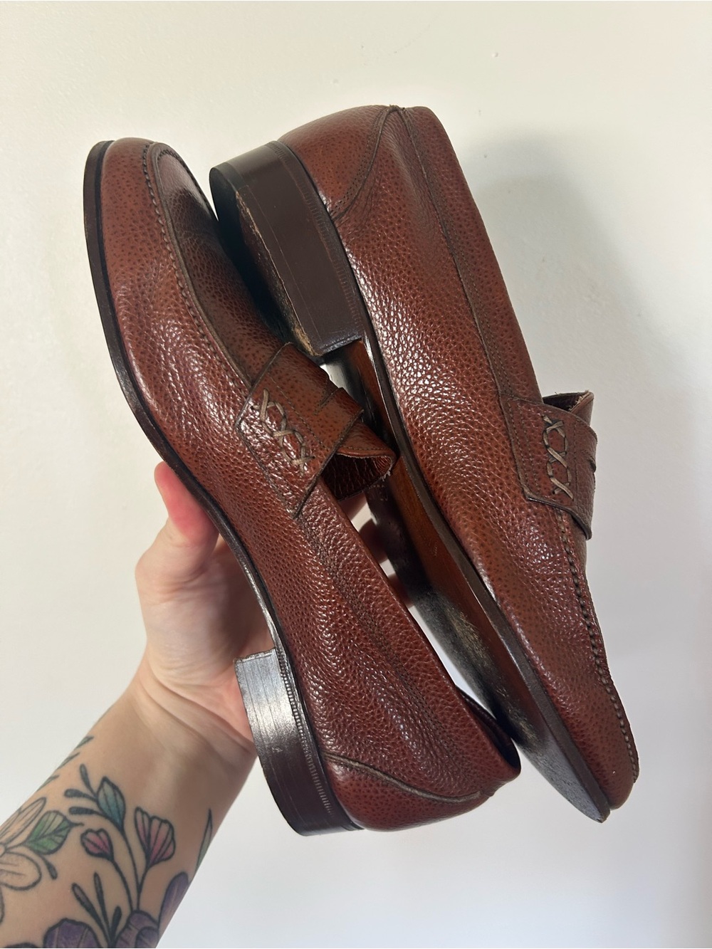 Vintage Celine Pebble-grain Leather Penny Loafers Size 40 Brown - Picture 6 of 8